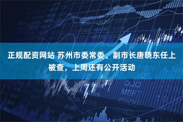 正规配资网站 苏州市委常委、副市长唐晓东任上被查，上周还有公开活动
