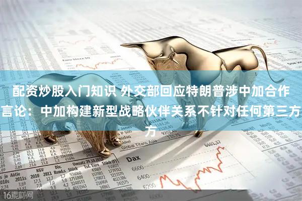 配资炒股入门知识 外交部回应特朗普涉中加合作言论：中加构建新型战略伙伴关系不针对任何第三方