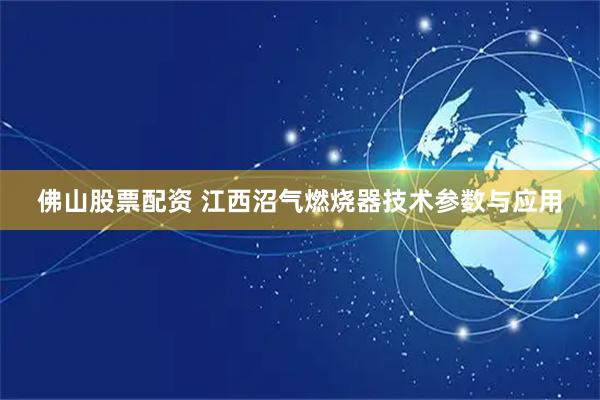 佛山股票配资 江西沼气燃烧器技术参数与应用