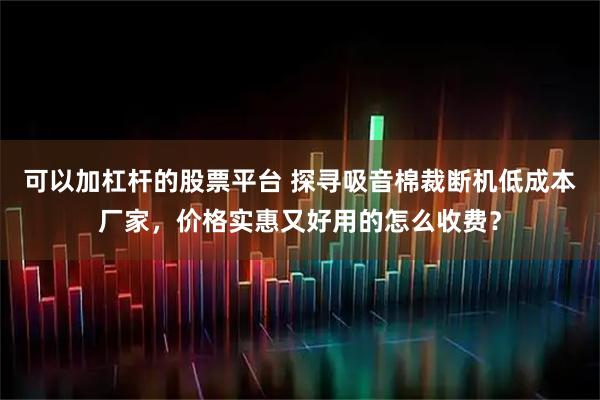 可以加杠杆的股票平台 探寻吸音棉裁断机低成本厂家，价格实惠又好用的怎么收费？