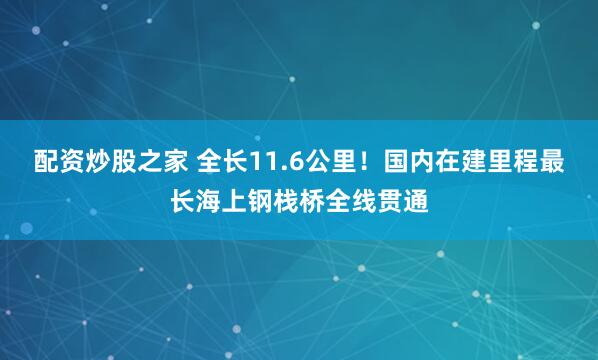 配资炒股之家 全长11.6公里！国内在建里程最长海上钢栈桥全线贯通